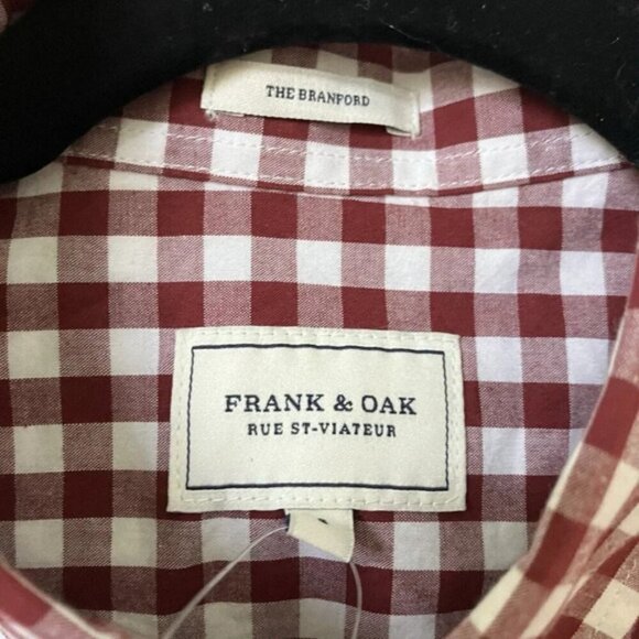 NWT Frank  Oak the Brantford Gingham Check Button Up Shirt Mens Small Red White - Picture 4 of 5